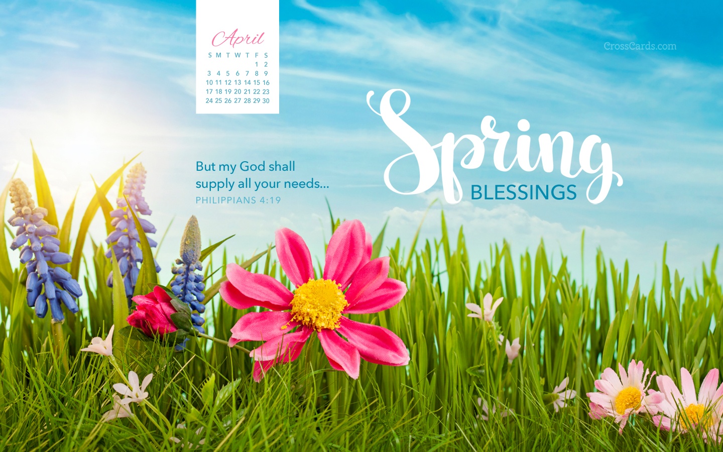 April 2016  Spring Blessings Desktop Calendar Free April 