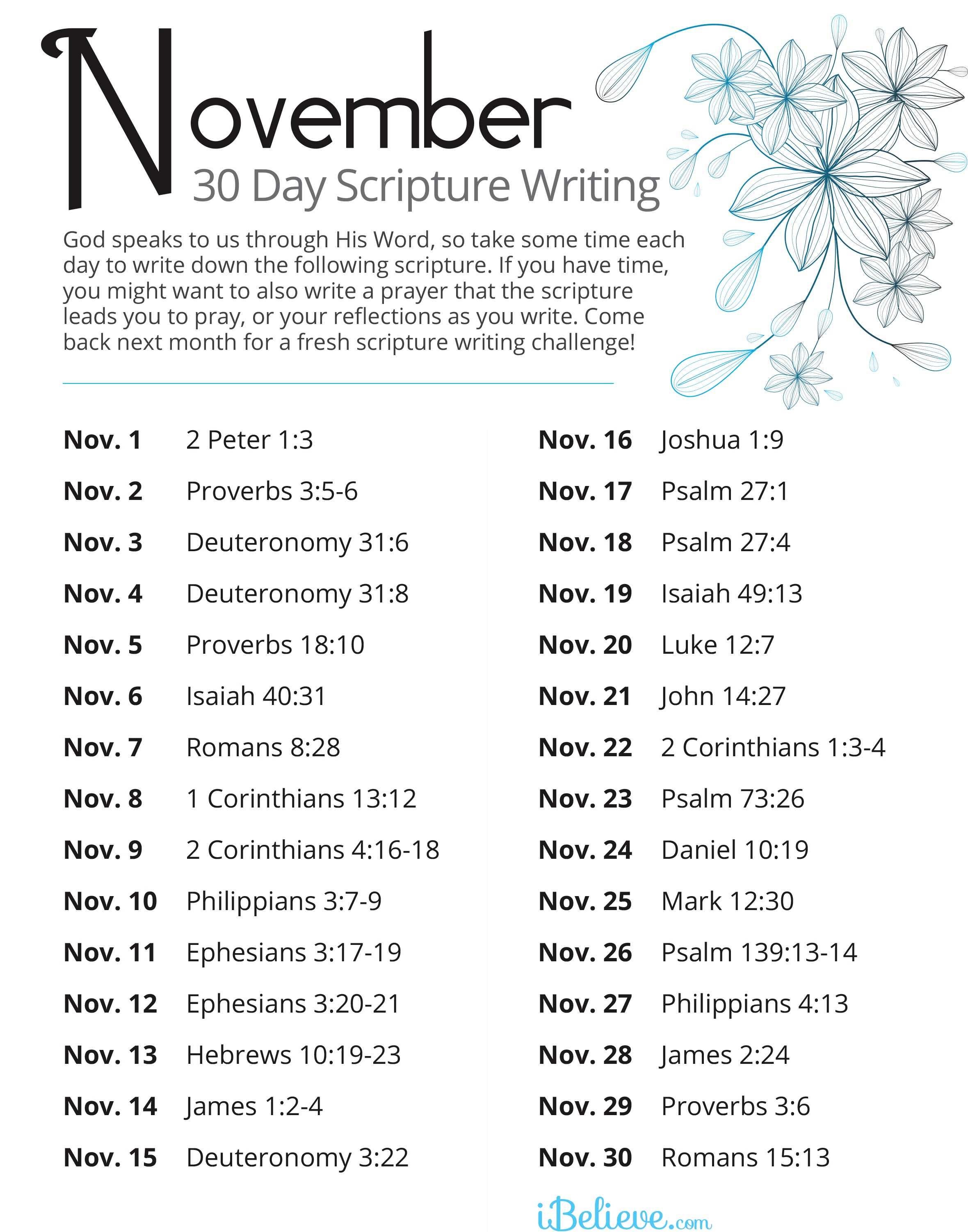 November Scripture Writing Plan