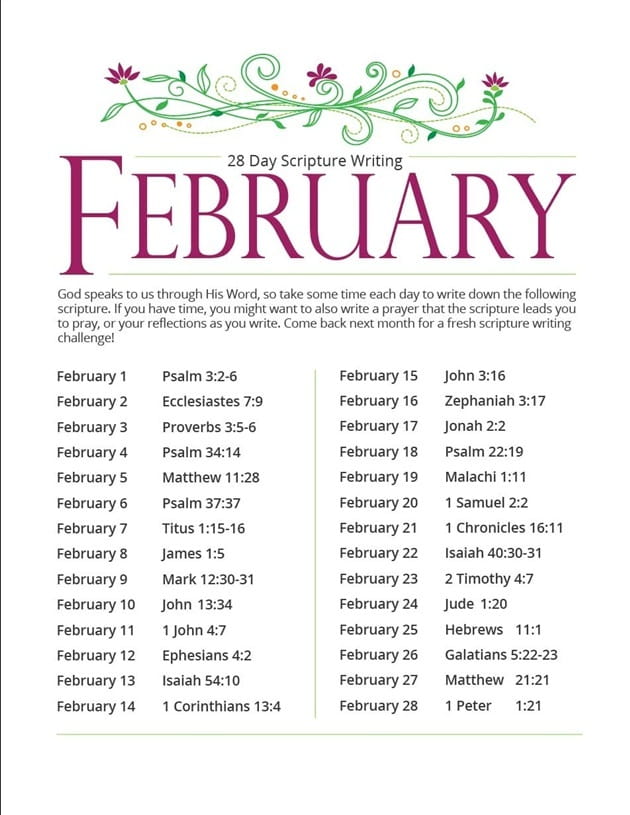 February Scripture Writing Plan Inside iBelieve