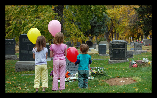 Our three daughters released balloons at the gravesite on what would have been Noah’s due date.