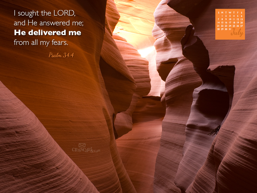 July 2013 - Psalm 34:4 Desktop Calendar- Free Monthly Calendars Wallpaper