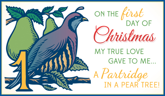 Free Partridge in a Pear Tree eCard - eMail Free Personalized Christmas Cards Online