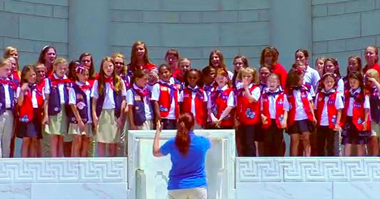 American+Heritage+Girls+National+Choir+sings+America+The+Beautiful+at+ANC+Memorial+Amphitheater
