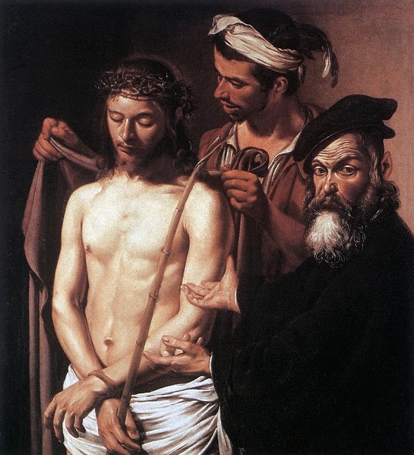 Pilate presents Jesus to the crowd, by Caravaggio, painted in 1605.