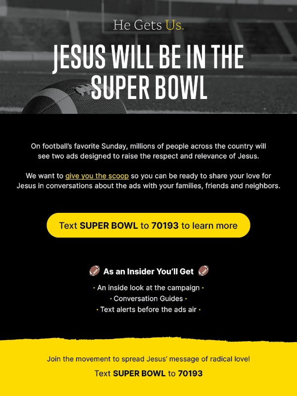 He Gets Us — God Will Be At The Super Bowl